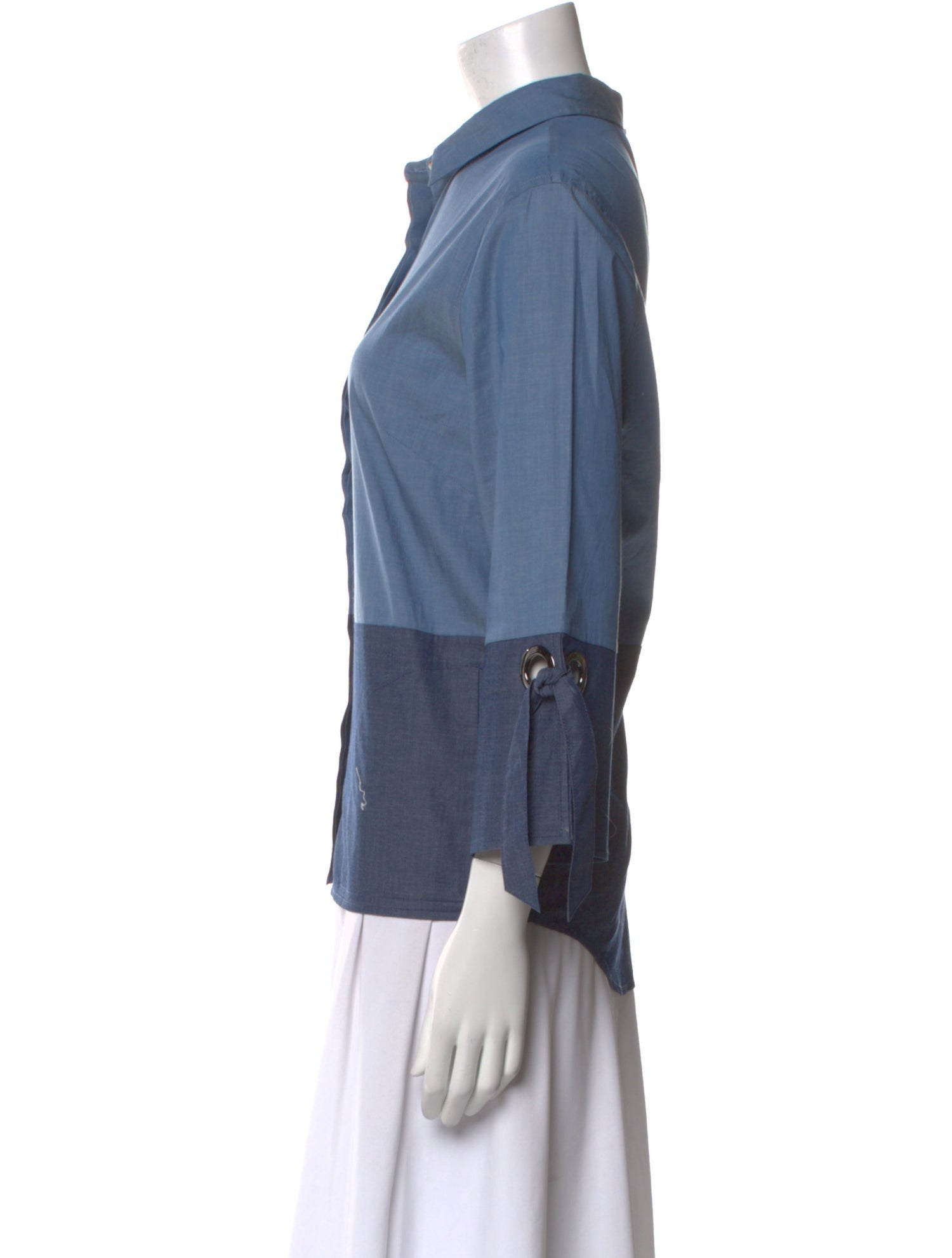 St. John Mock Neck Three-Quarter Sleeve Blouse