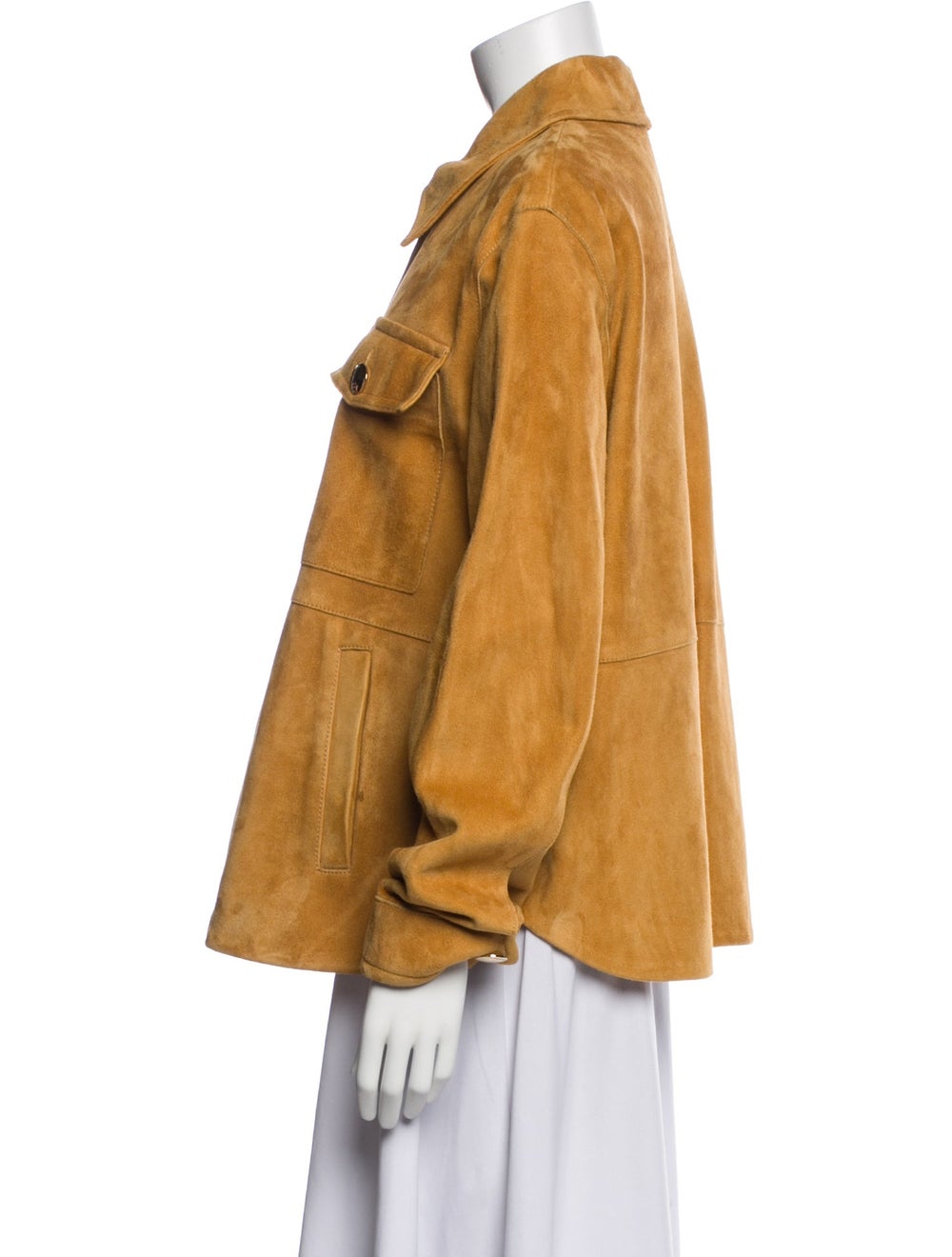 St. John Leather Utility Jacket Brown Pointed Col… - image 2