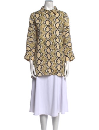 St. John Animal Print Mock Neck Tunic