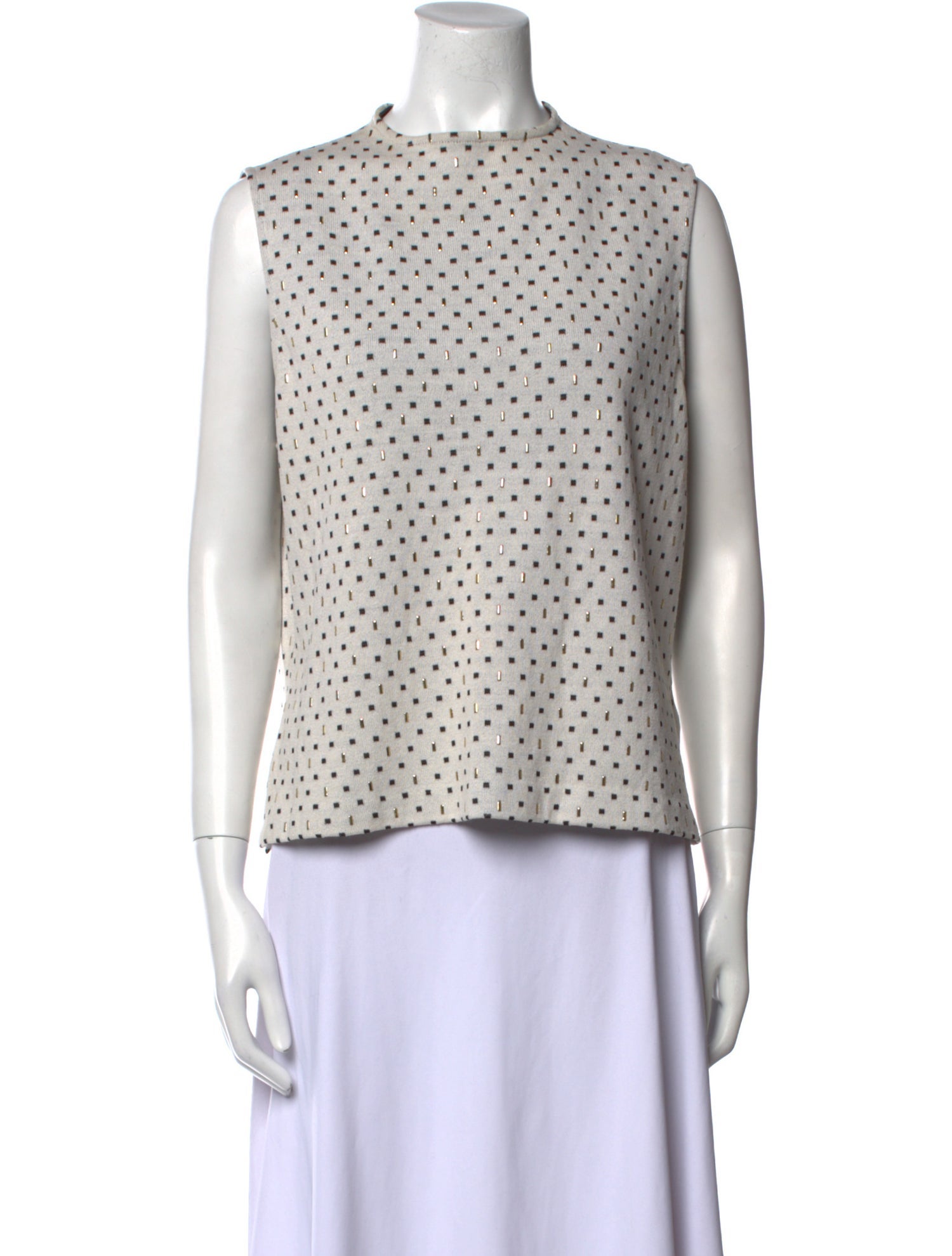 St. John Polka Dot Print Crew Neck Blouse