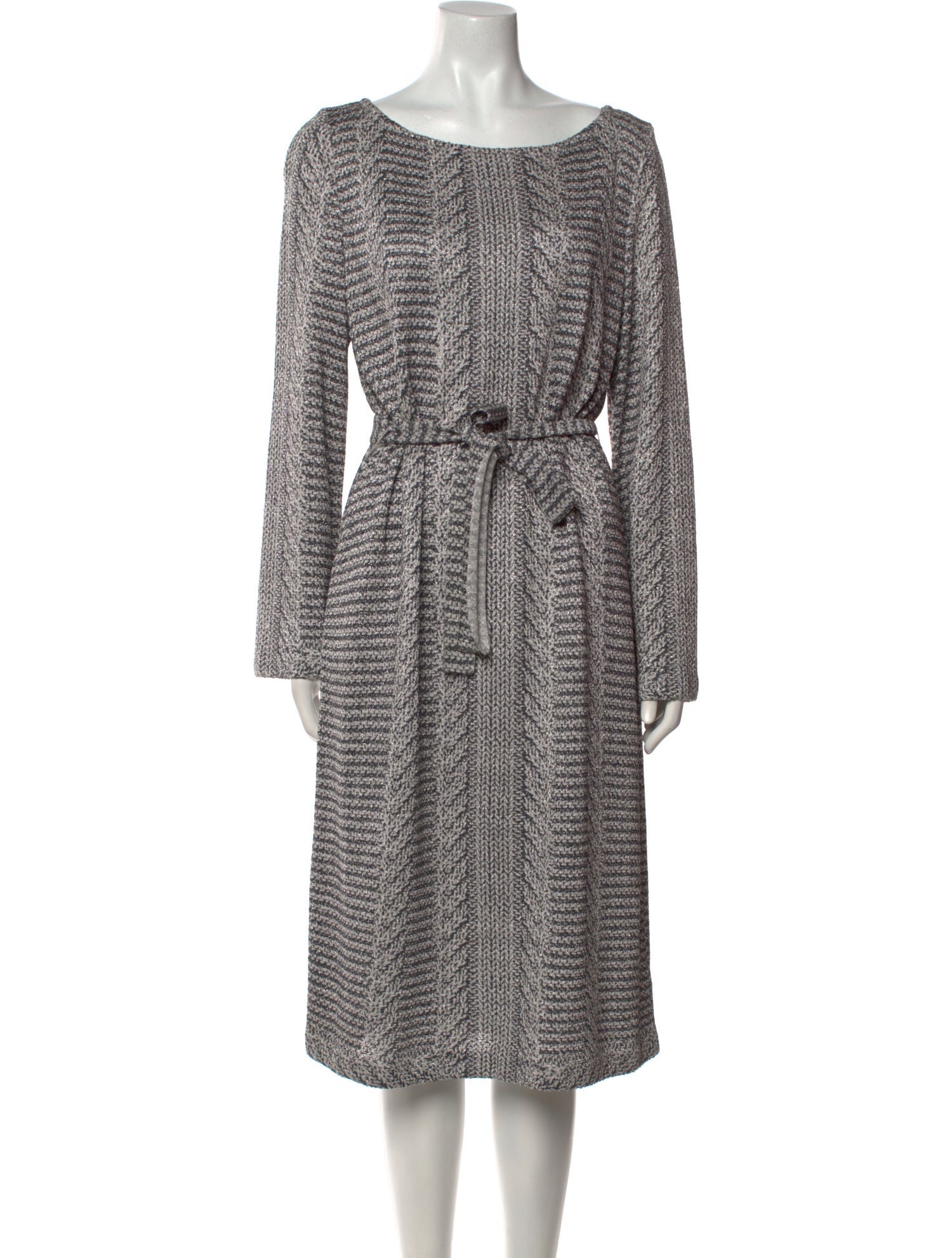 St. John Tweed Pattern Midi Length Dress