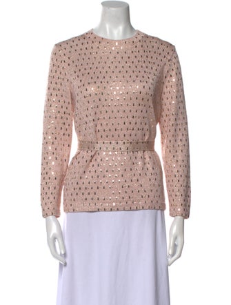 St. John Printed Crew Neck Top