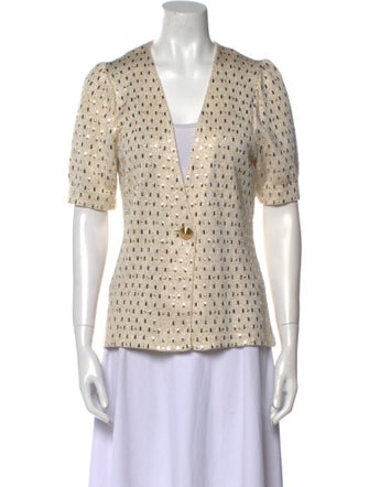 St. John Printed V-Neck Top