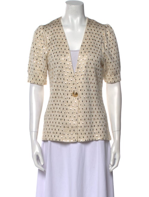 St. John Printed V-Neck Top