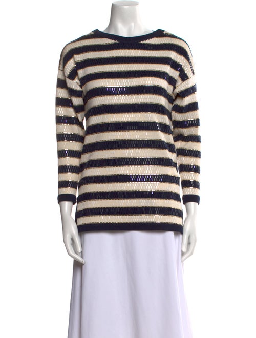 St. John Striped Bateau Neckline Sweatshirt