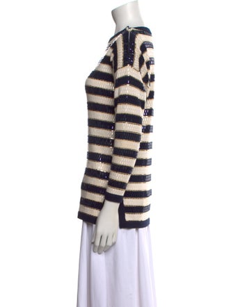 St. John Striped Bateau Neckline Sweatshirt