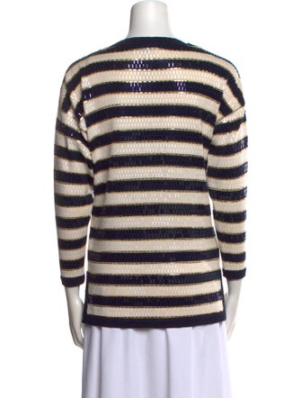 St. John Striped Bateau Neckline Sweatshirt
