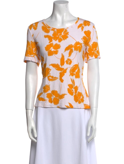 St. John Floral Print Bateau Neckline T-Shirt