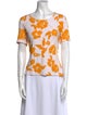 St. John Floral Print Bateau Neckline T-Shirt