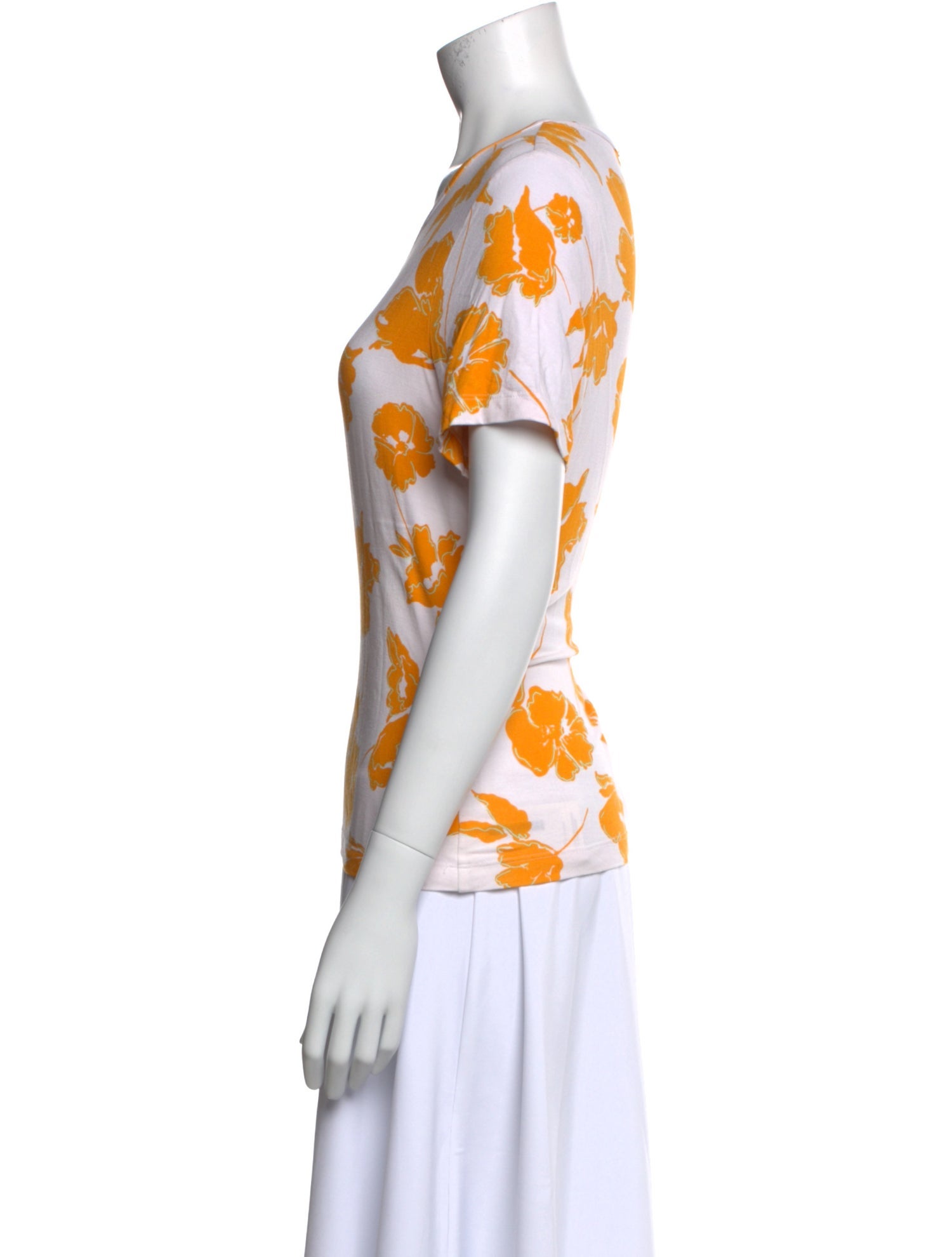 St. John Floral Print Bateau Neckline T-Shirt
