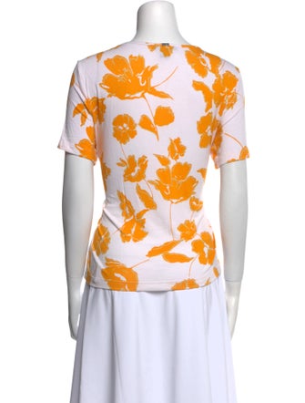 St. John Floral Print Bateau Neckline T-Shirt