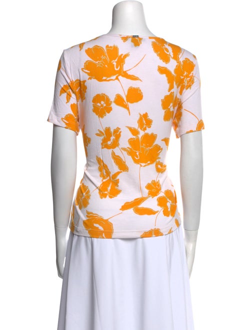St. John Floral Print Bateau Neckline T-Shirt