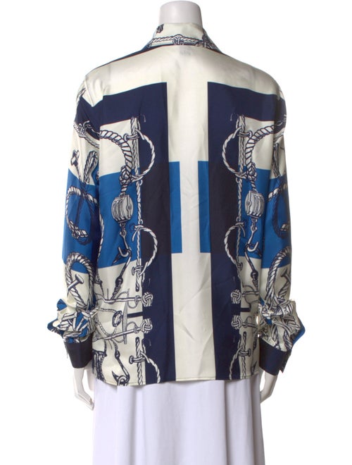 St. John Printed Long Sleeve Button-Up Top