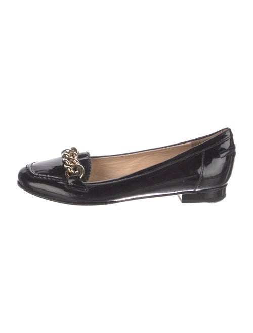 St. John Patent Leather Chain-Link Accents Loafers