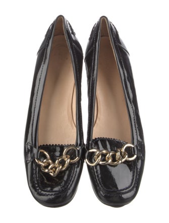 St. John Patent Leather Chain-Link Accents Loafers