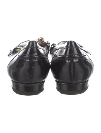 St. John Patent Leather Chain-Link Accents Loafers