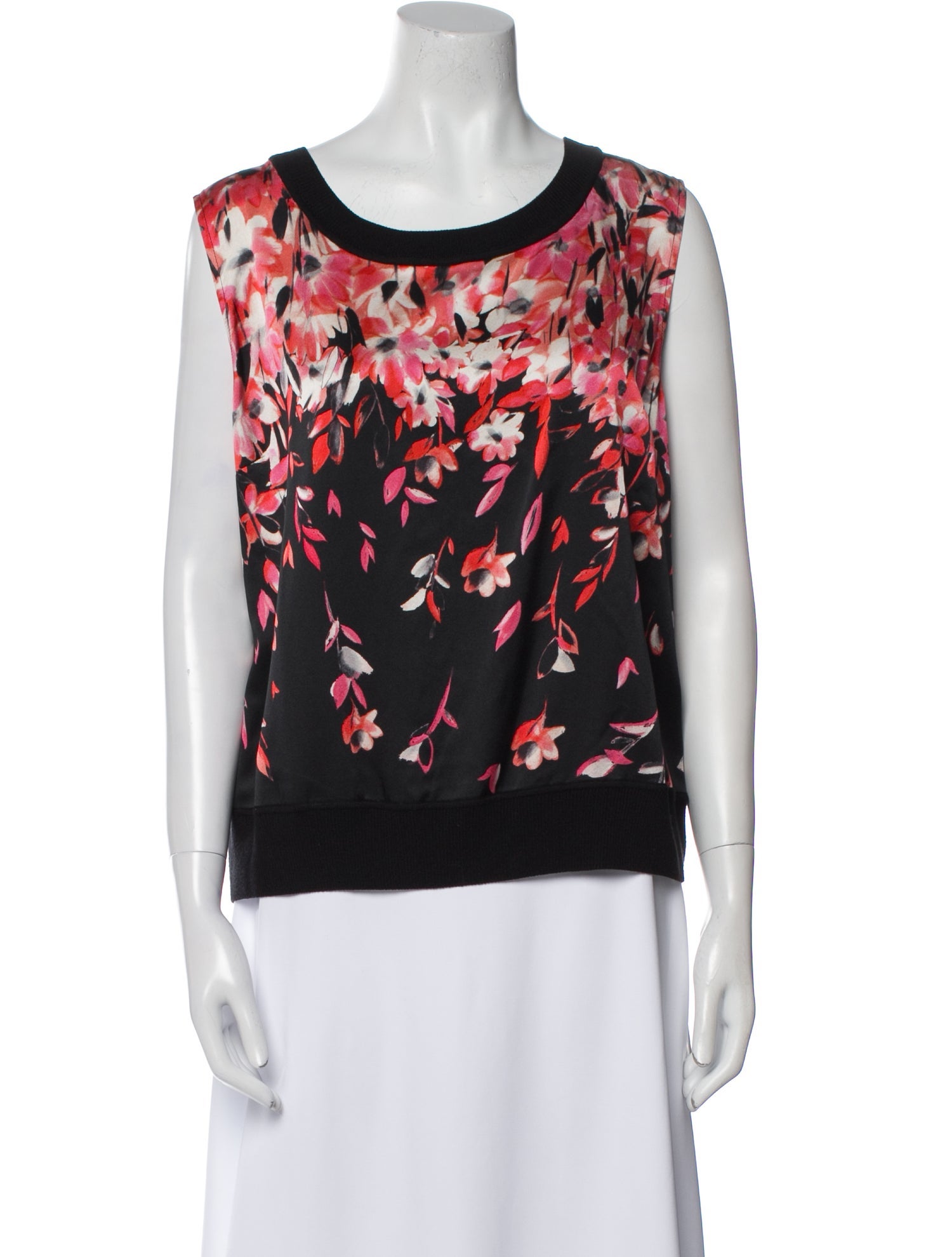 St. John Floral Print Scoop Neck Sweater
