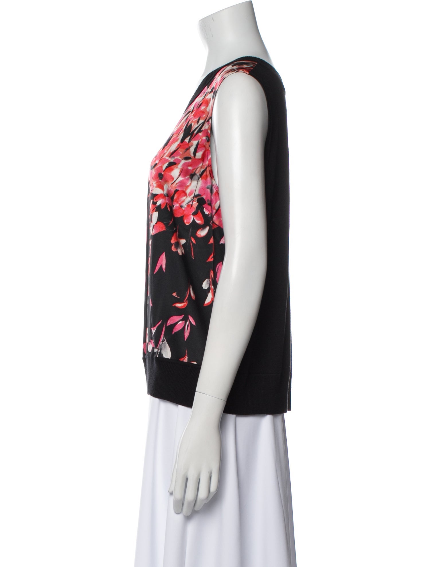 St. John Floral Print Scoop Neck Sweater