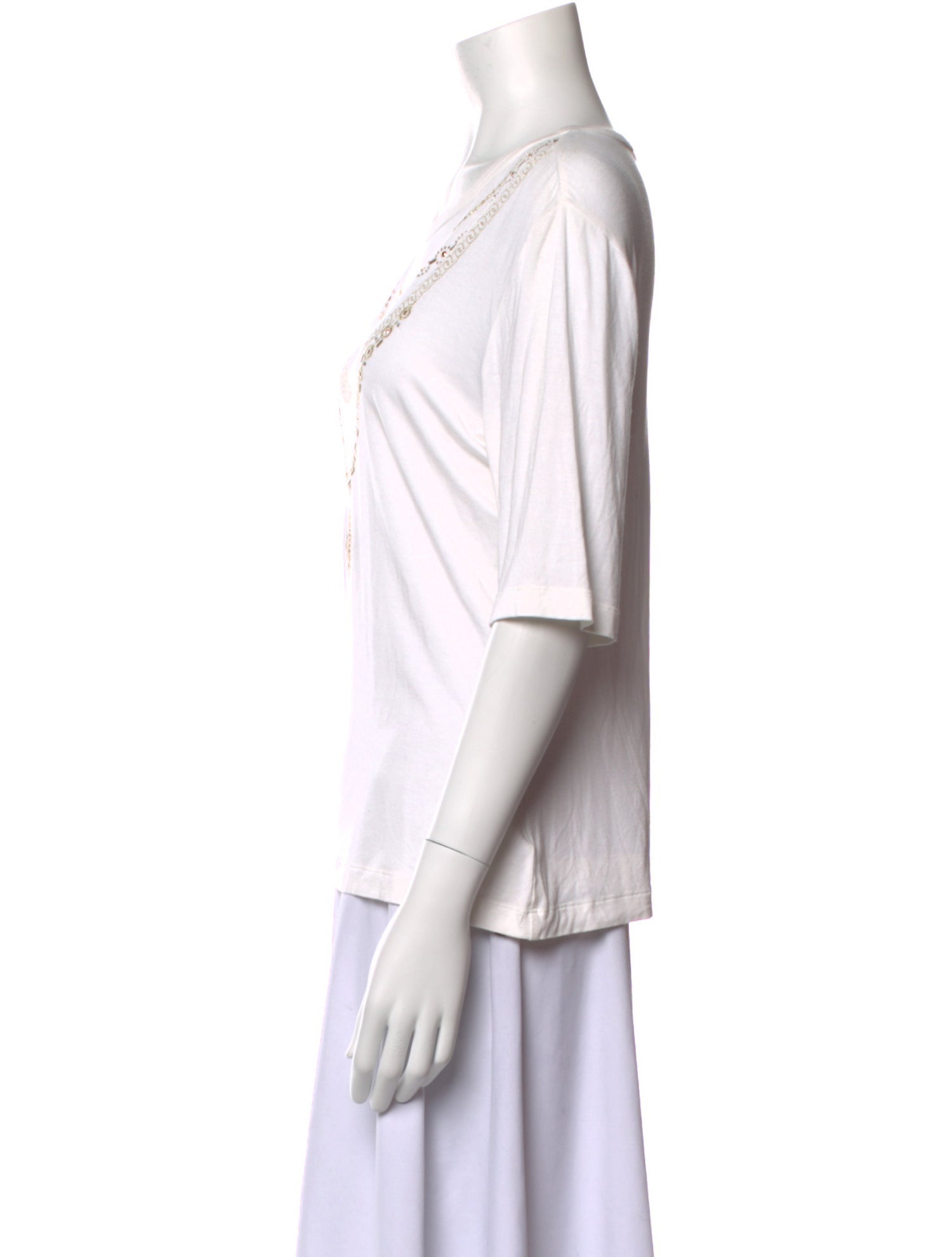 St. John Scoop Neck Three-Quarter Sleeve T-Shirt