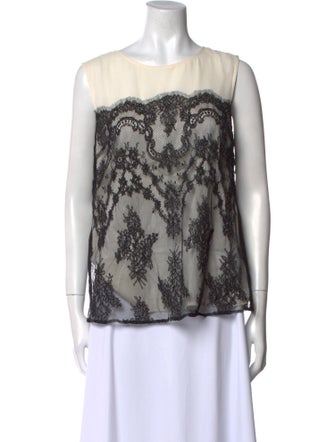 St. John Printed Bateau Neckline Top