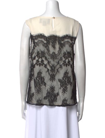 St. John Printed Bateau Neckline Top