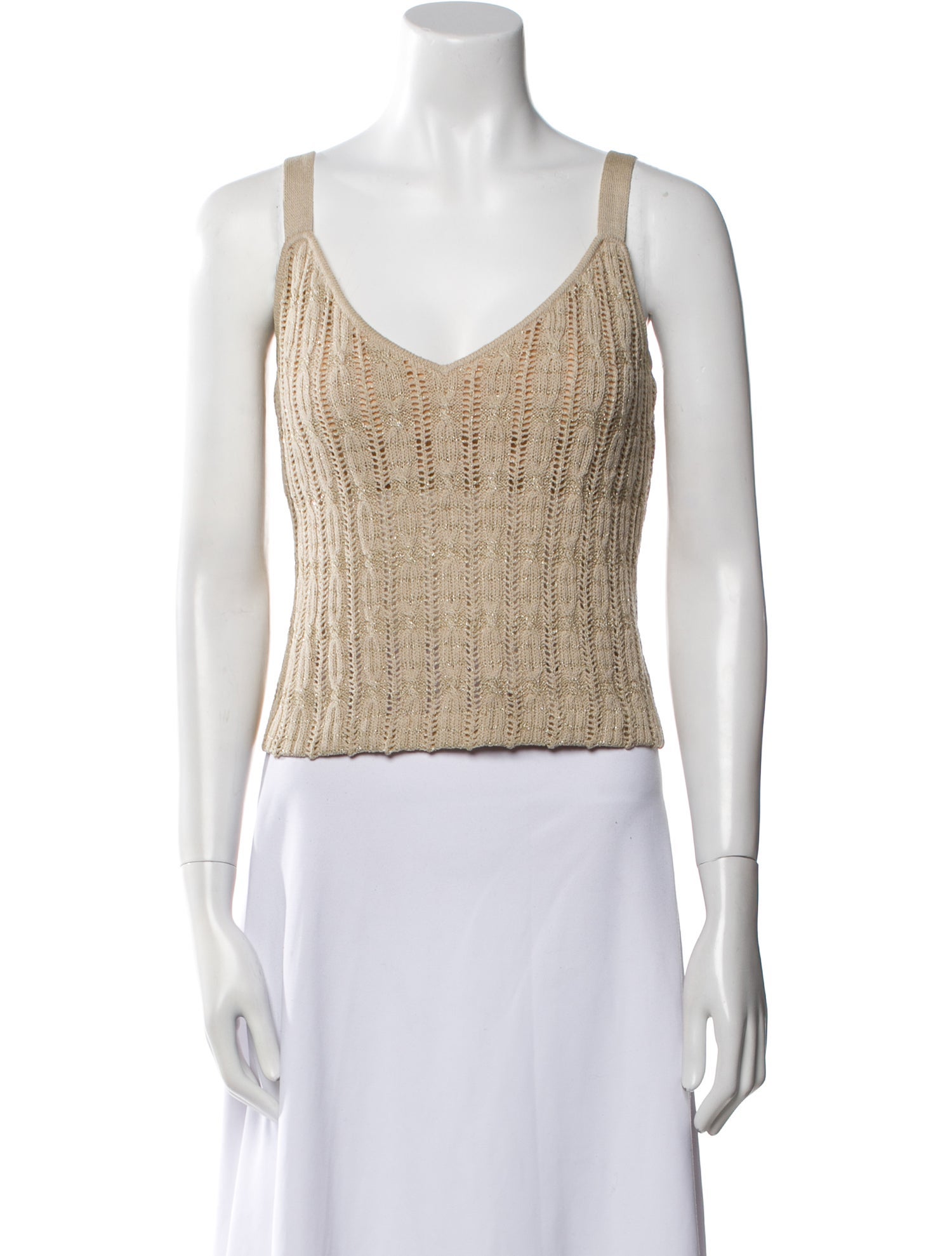 St. John V-Neck Sleeveless Crop Top