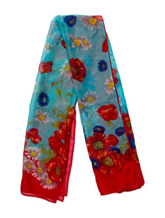 St. John Silk Floral Print Scarf