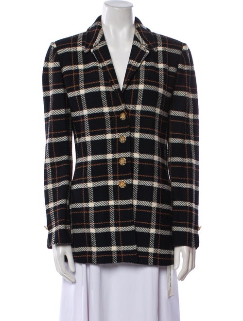 St. John Wool Plaid Print Blazer