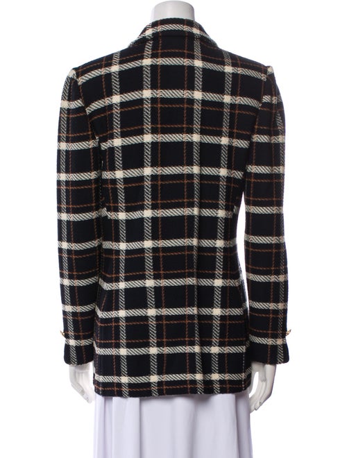 St. John Wool Plaid Print Blazer