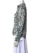 St. John Silk Animal Print Button-Up Top