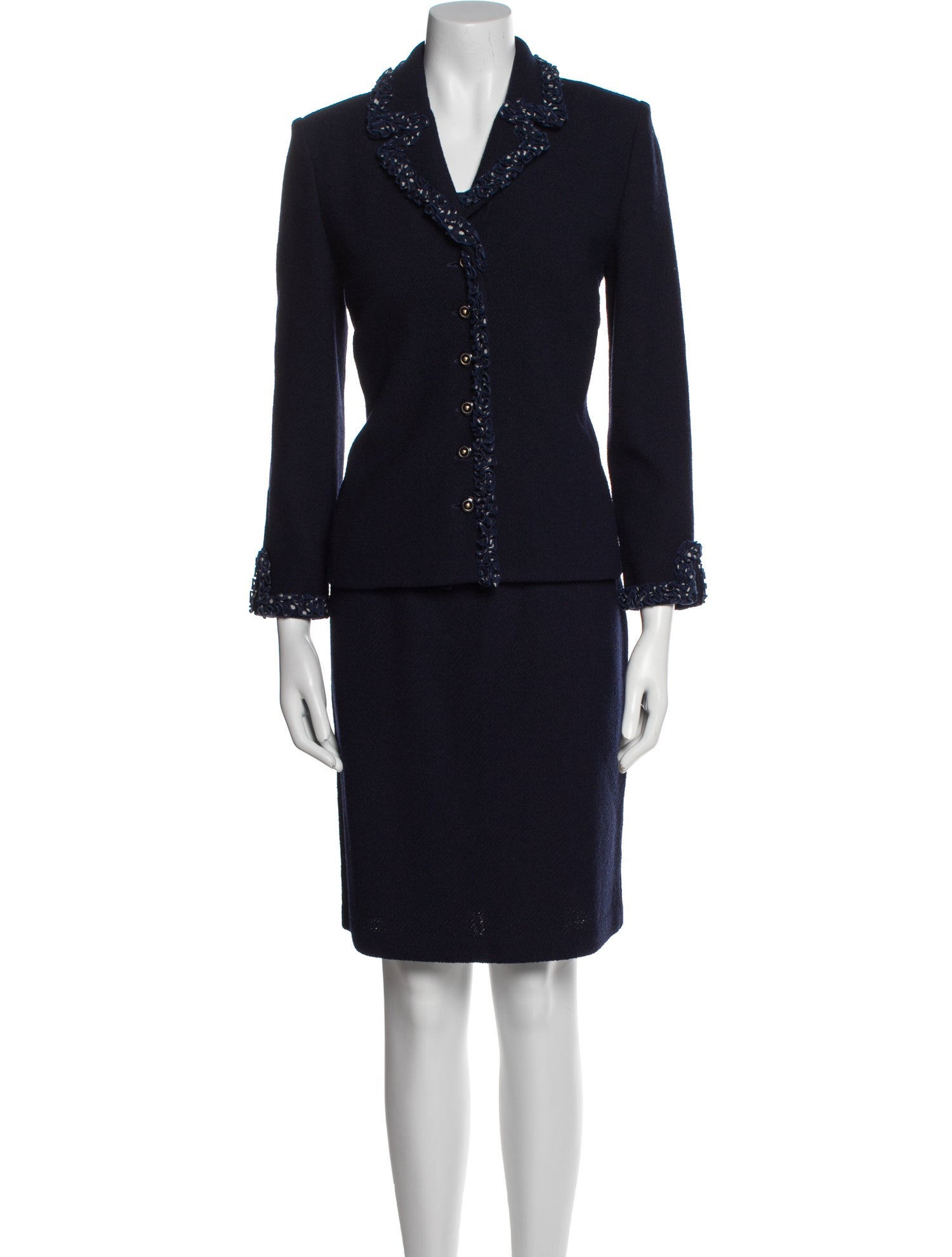 St. John Wool Crystal Embellishments Skirt Set