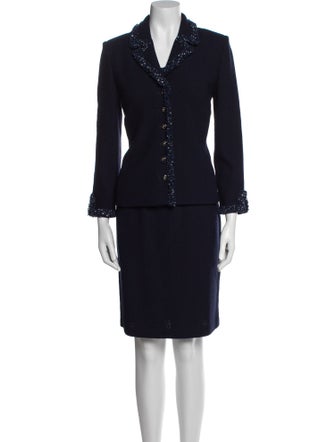 St. John Wool Crystal Embellishments Skirt Set