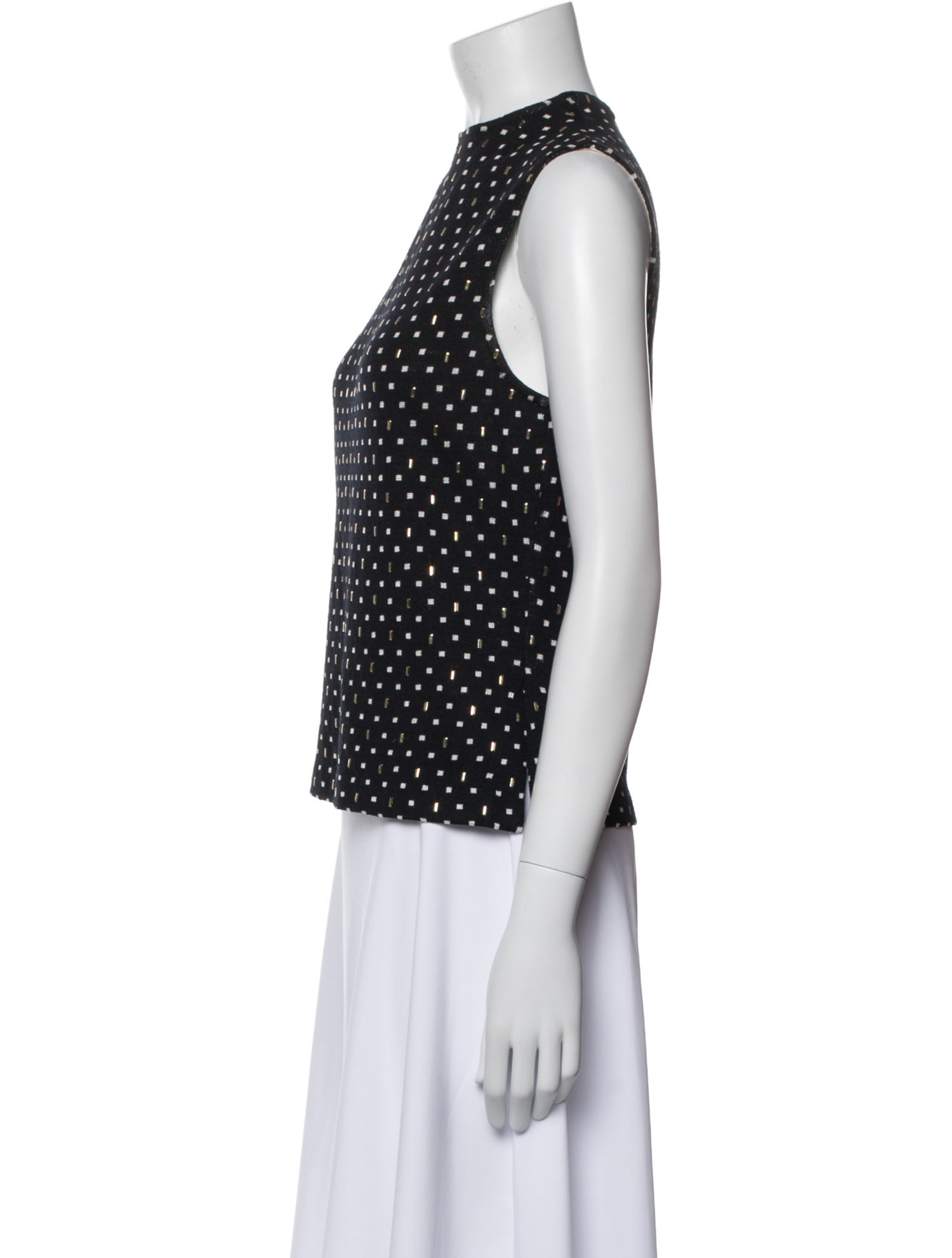 St. John Polka Dot Print Mock Neck Top