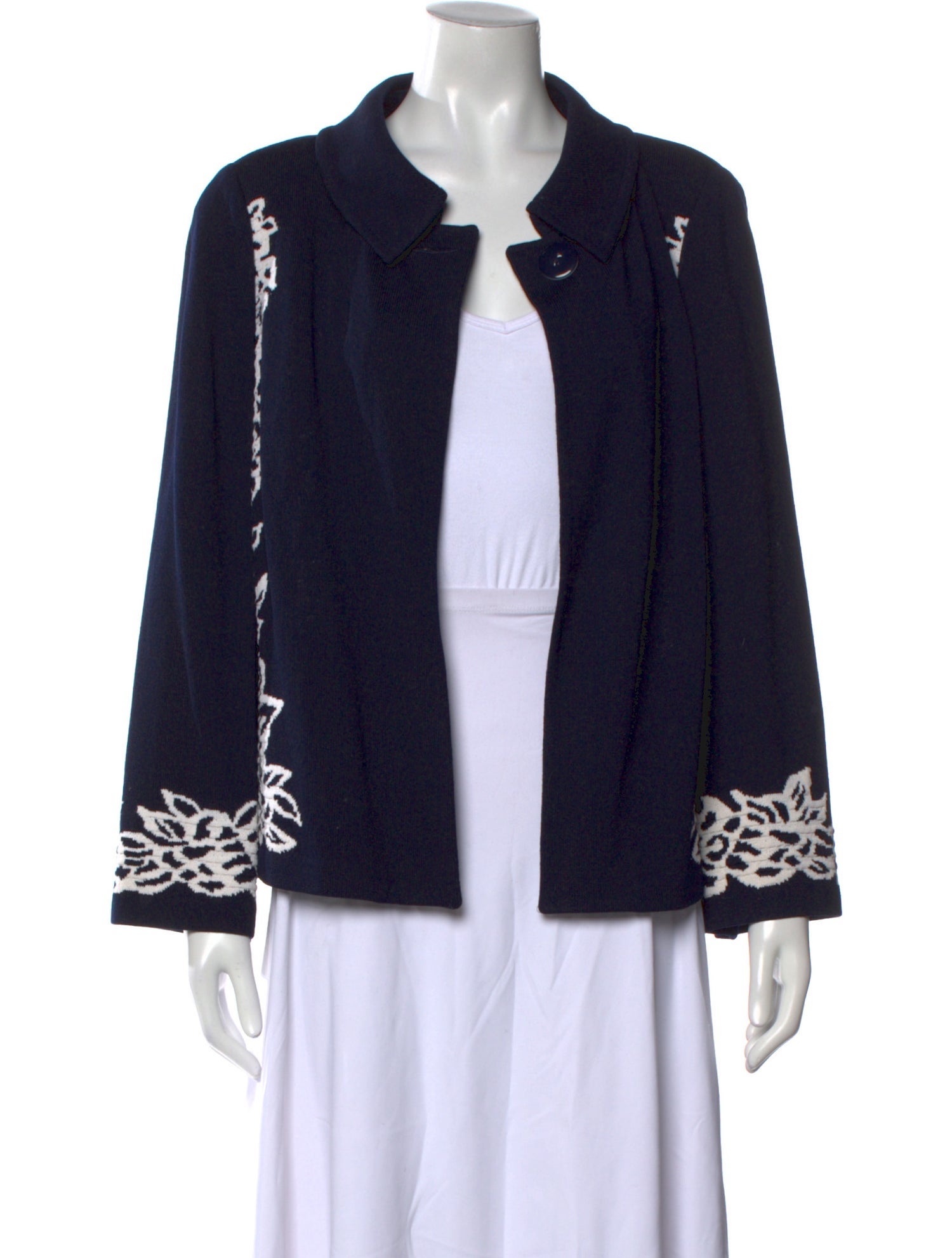 St. John Graphic Print Open Front Sweater