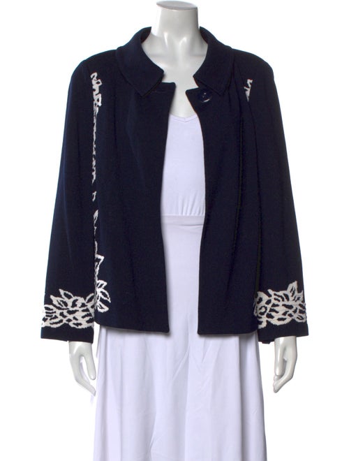 St. John Graphic Print Open Front Sweater