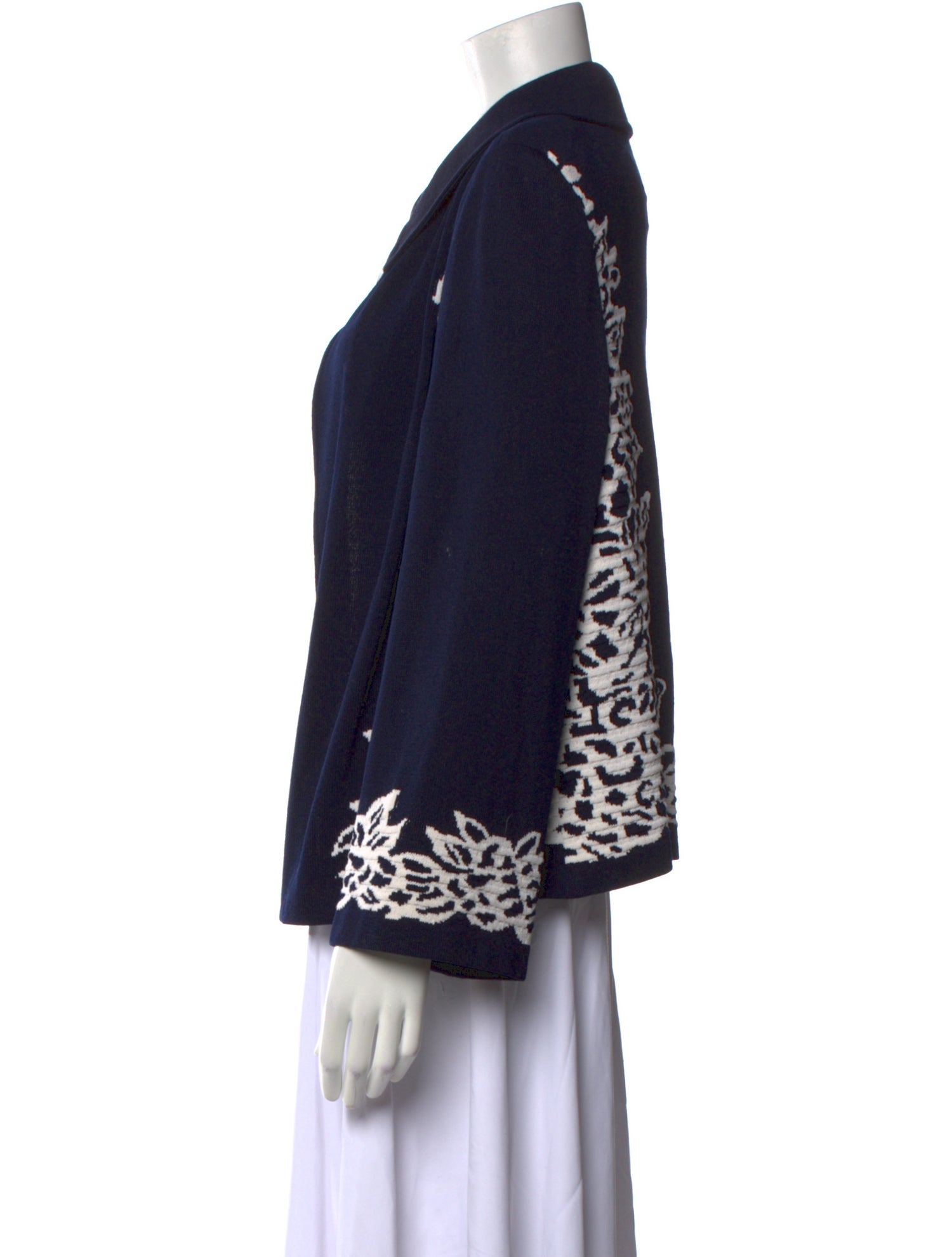 St. John Graphic Print Open Front Sweater