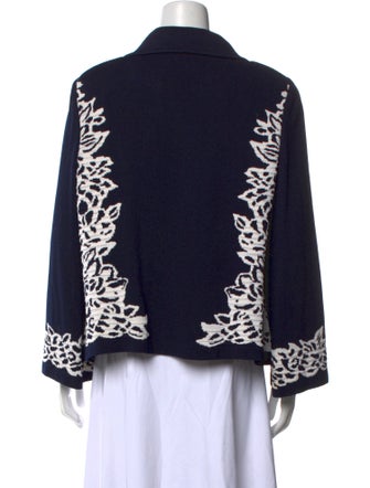 St. John Graphic Print Open Front Sweater