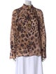 St. John Animal Print Mock Neck Blouse