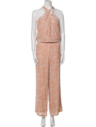 St. John Printed V-Neck Jumpsuit