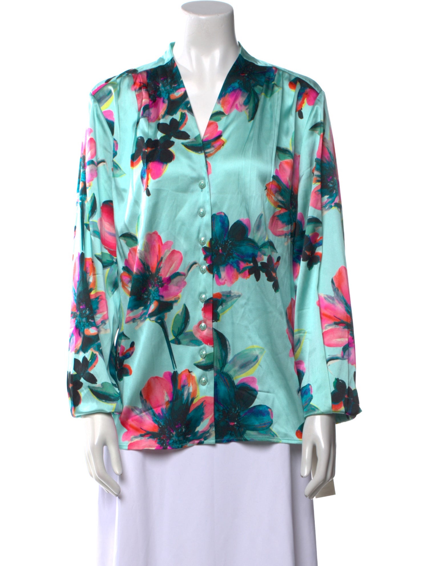 St. John Silk Floral Print Blouse