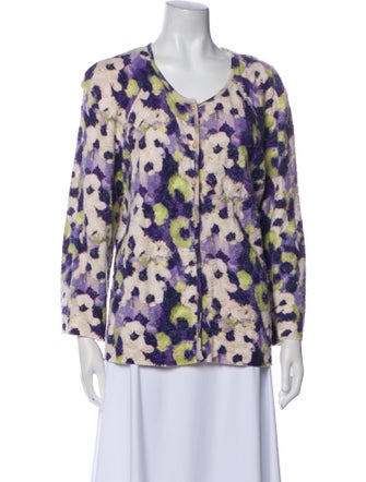St. John Floral Print Scoop Neck Sweater