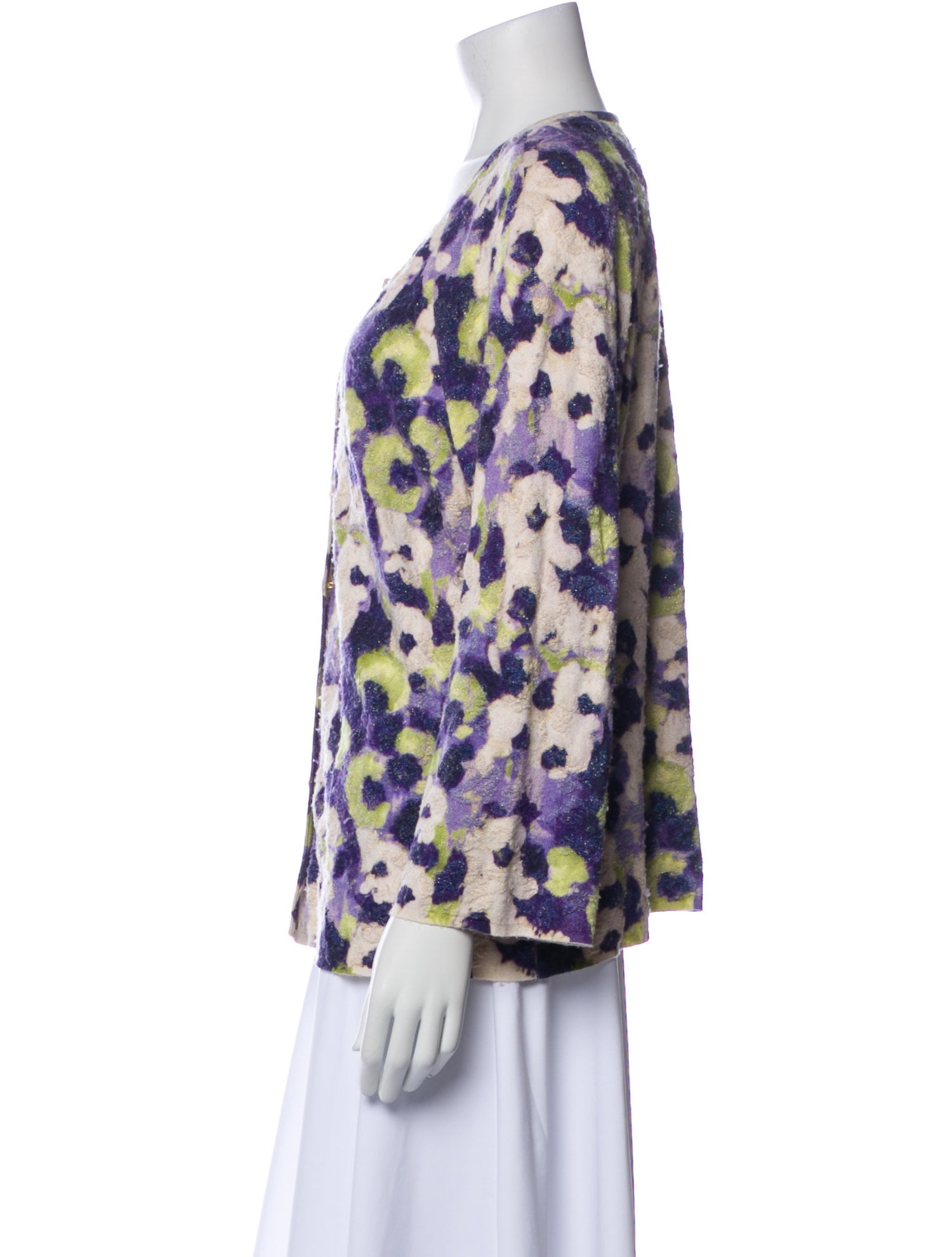 St. John Floral Print Scoop Neck Sweater