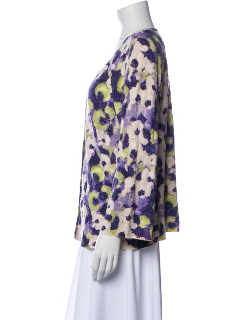 St. John Floral Print Scoop Neck Sweater