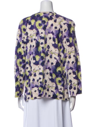 St. John Floral Print Scoop Neck Sweater