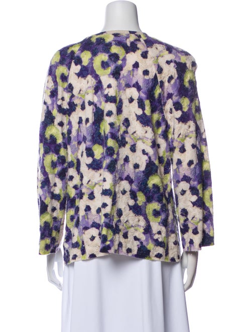 St. John Floral Print Scoop Neck Sweater