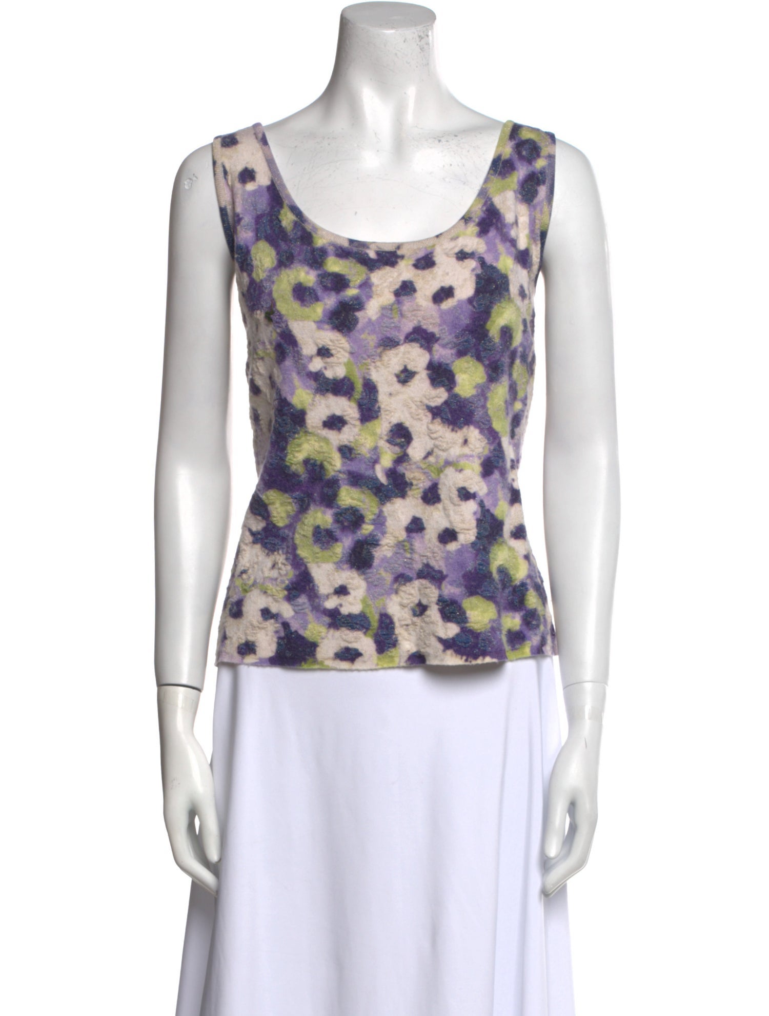 St. John Printed Scoop Neck Top