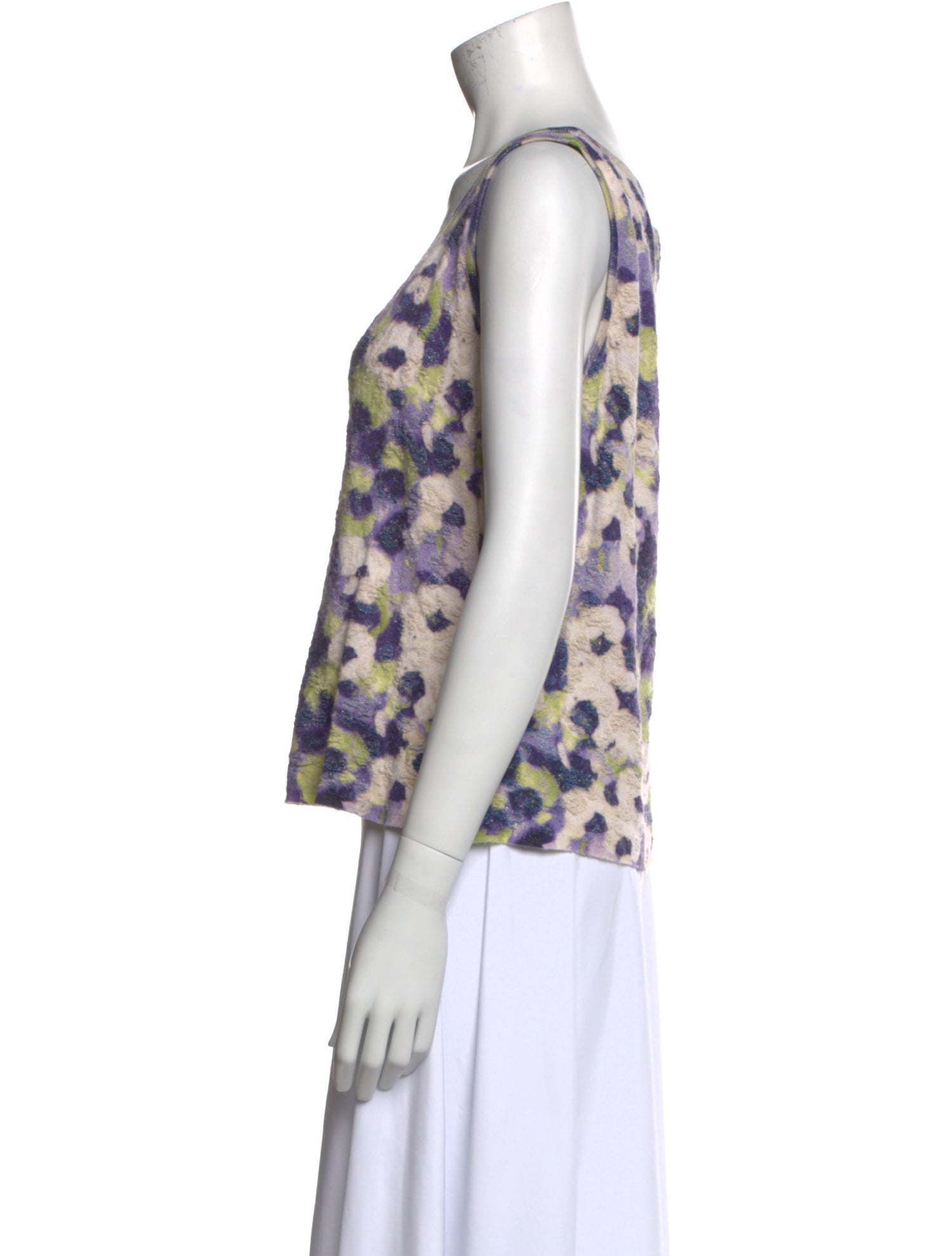 St. John Printed Scoop Neck Top