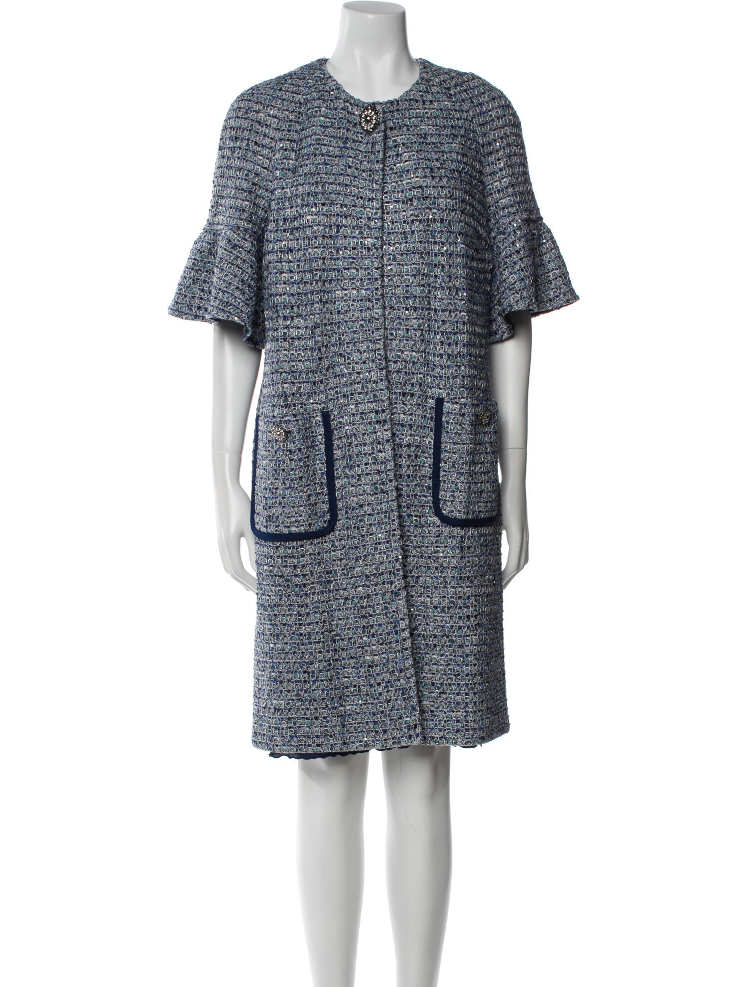 St. John Tweed Pattern Sequin Embellishments Dress Set