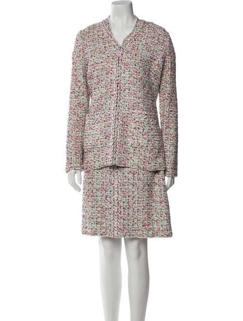 St. John Tweed Pattern Braided Accents Dress Set