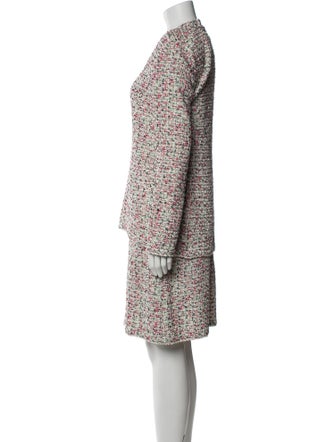 St. John Tweed Pattern Braided Accents Dress Set